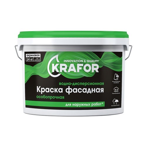 Краска В/Д фасадная особопрочная KRAFOR(салат) 1.5 кг