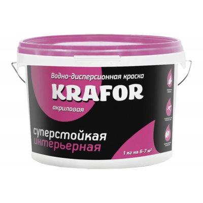 Краска В/Д интер. суперстойкая KRAFOR (розов) 3 кг