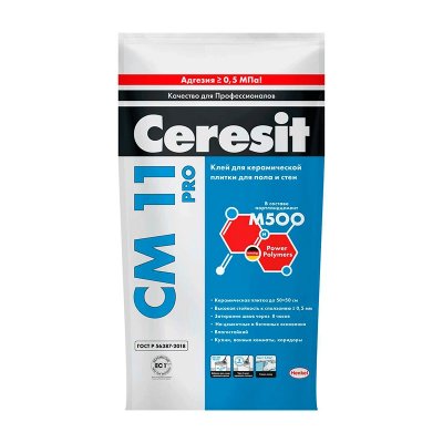 Клей для керамической плитки для пола и стен Ceresit CM 11 PRO (5 кг)